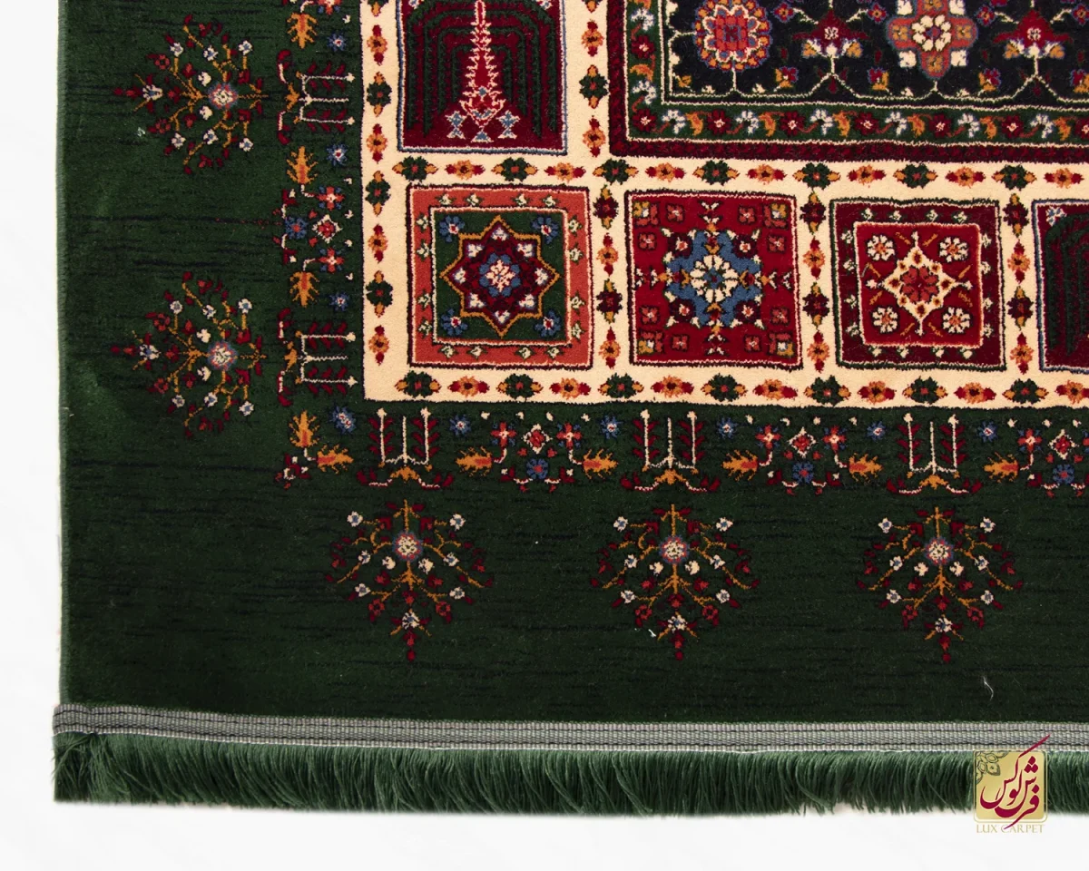 فرش کلاسیک 7044 سبز کرم - تصویر 4