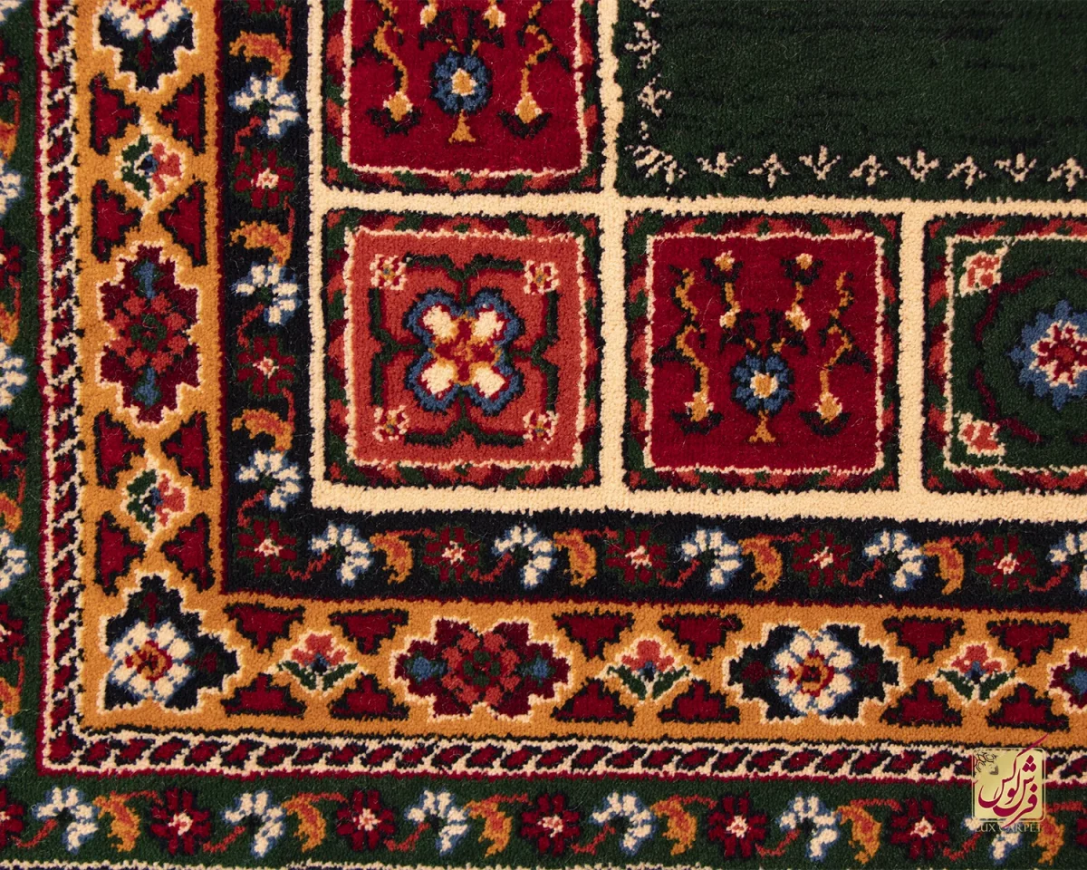 فرش کلاسیک 7044 سبز کرم - تصویر 6