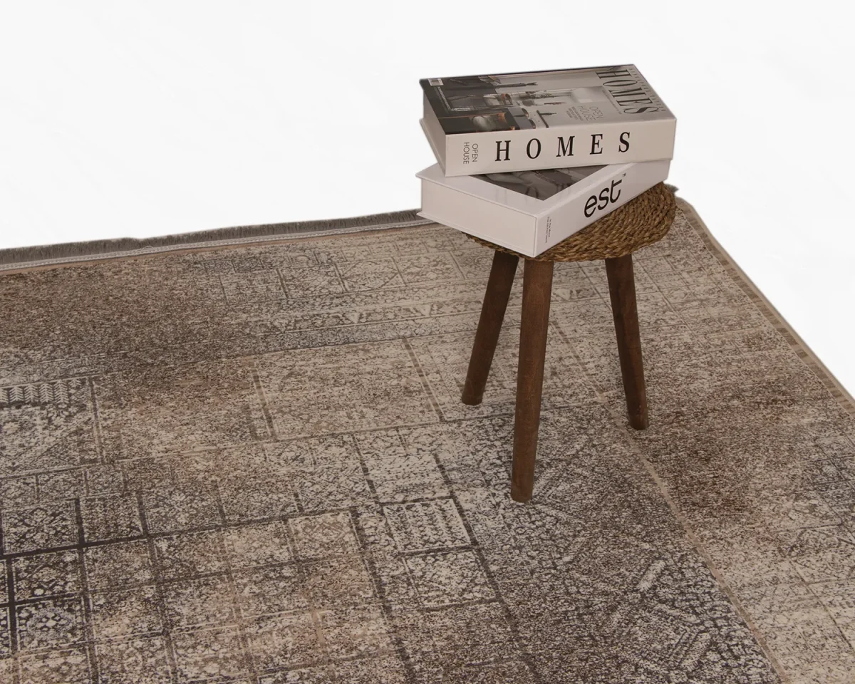 فرش وینتیج 9044 کرم نسکافه‌ای - تصویر 8