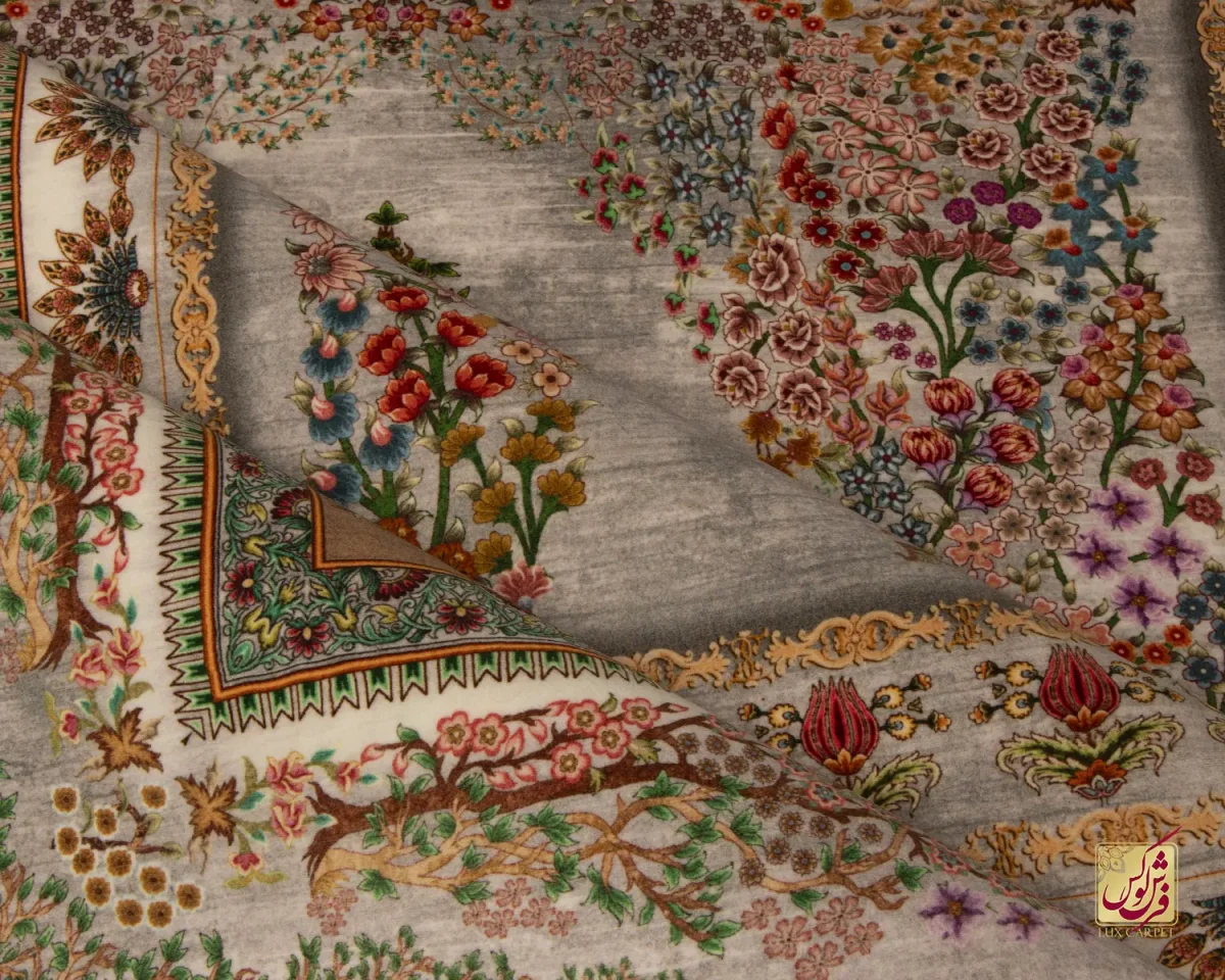 فرش ابریشم ماشینی T1117 فیلی سبز - تصویر 8