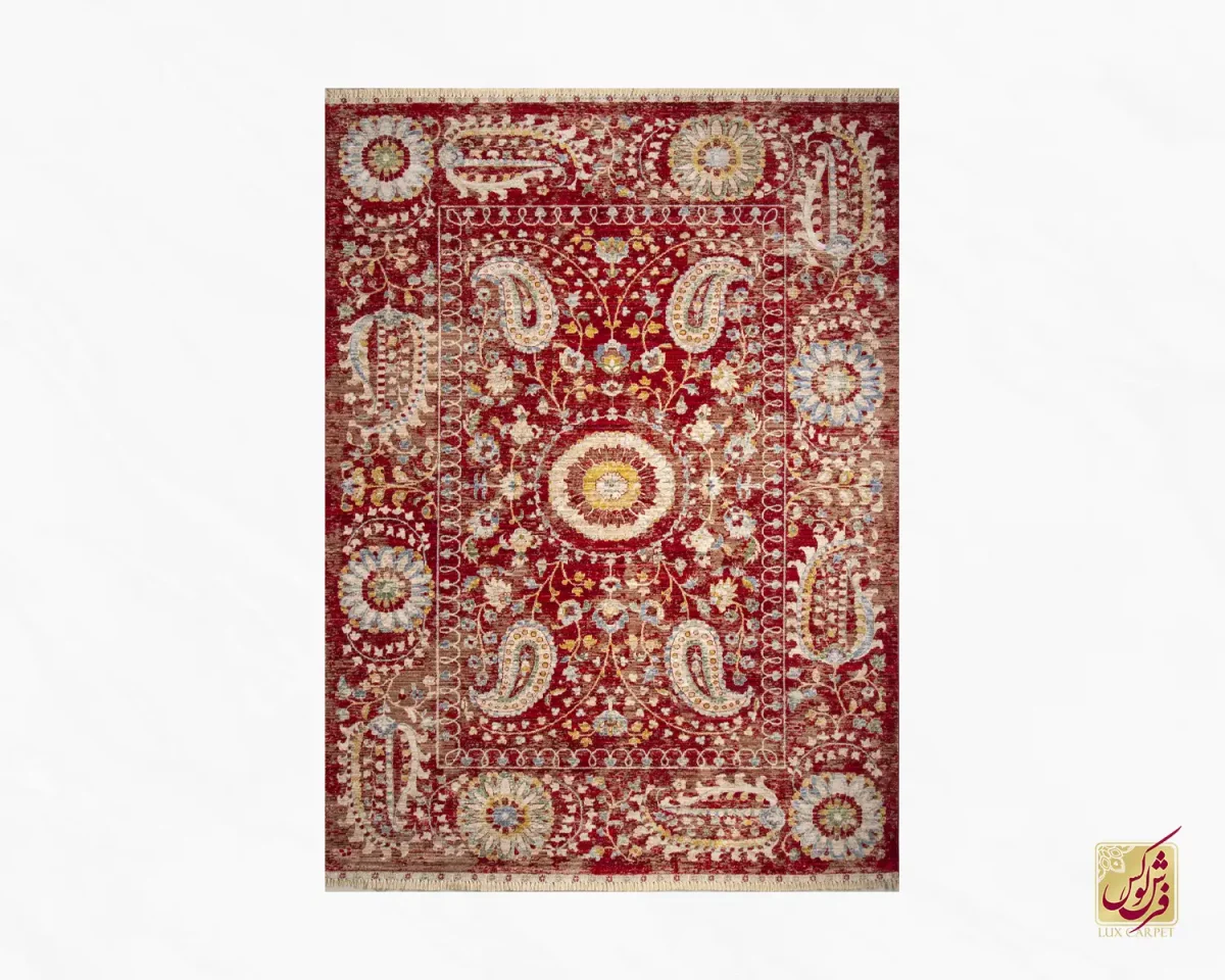 فرش وینتیج 30202 قرمز کرم - تصویر 2