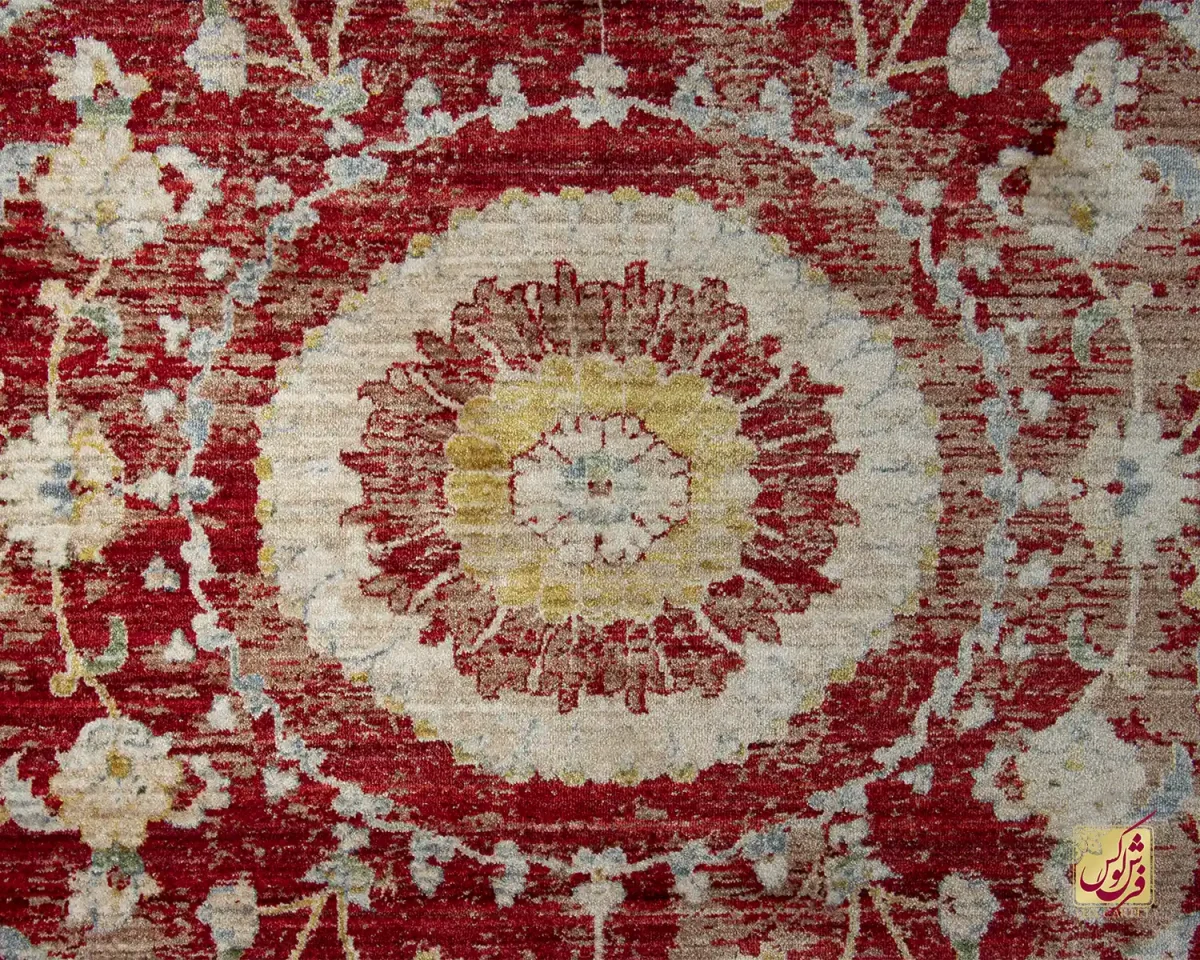 فرش وینتیج 30202 قرمز کرم - تصویر 3