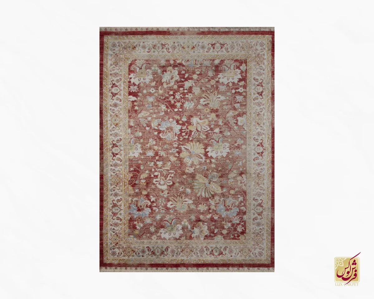 فرش وینتیج 30219 قرمز کرم - تصویر 2