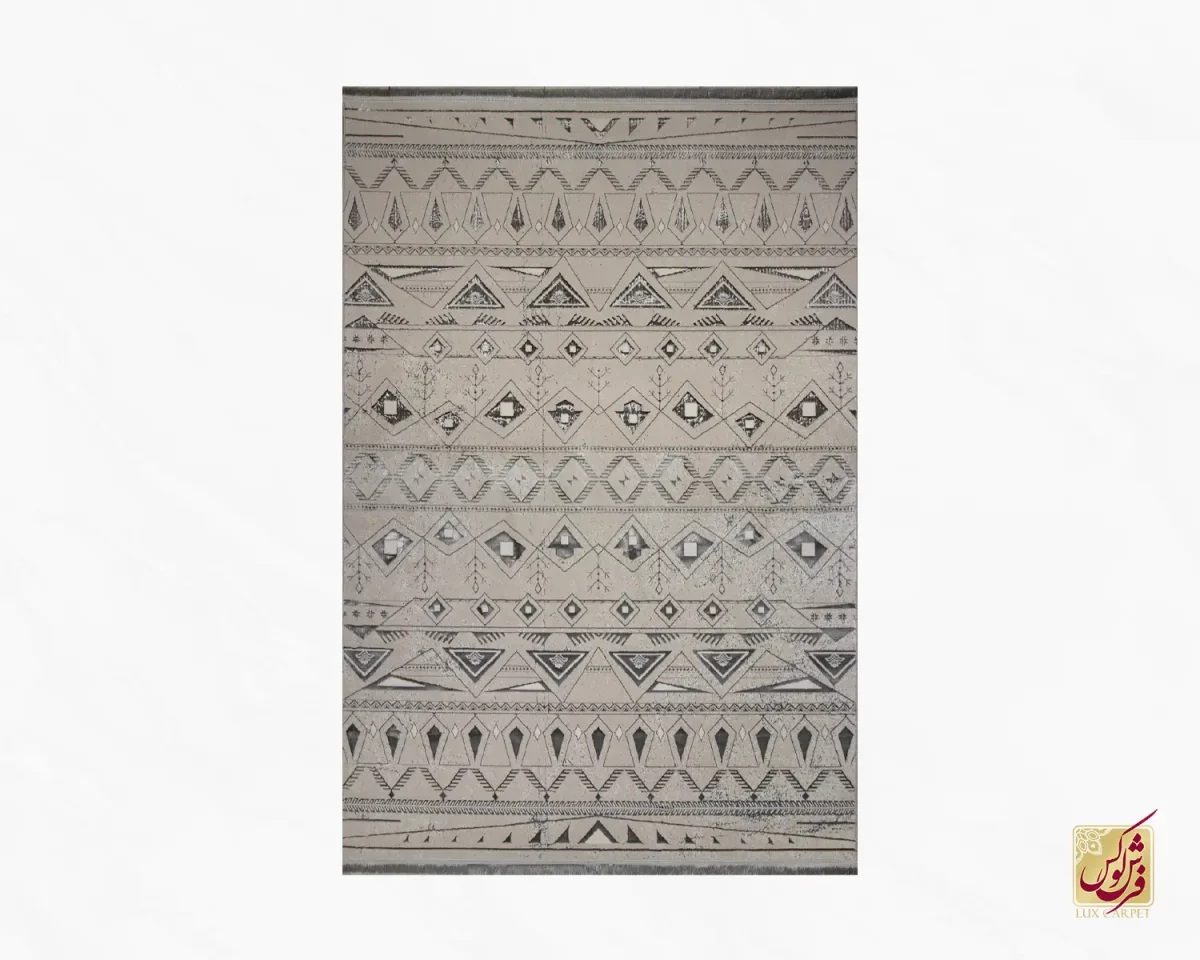 فرش مینیمال 7704 کرم طوسی - تصویر 2