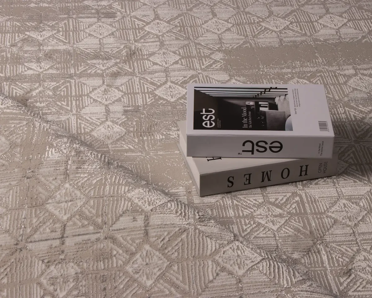 فرش مینیمال 7772 کرم طوسی - تصویر 8