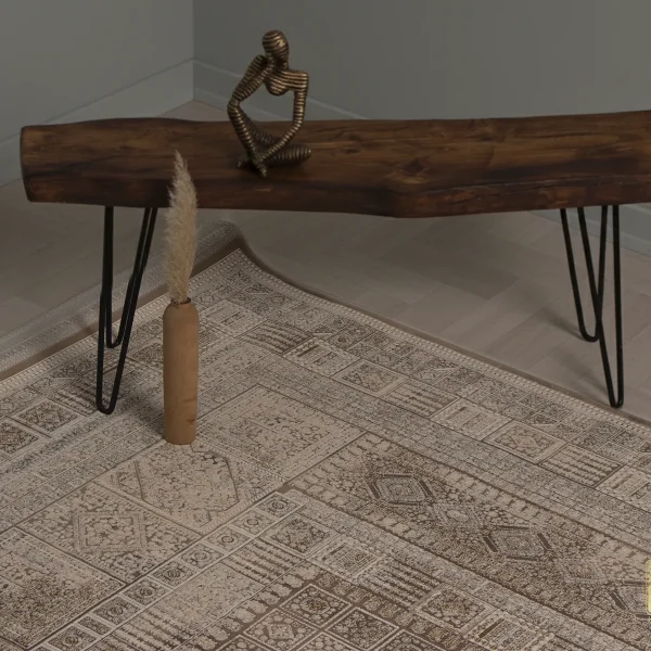 فرش وینتیج ژالین قهوه‌ای کرم